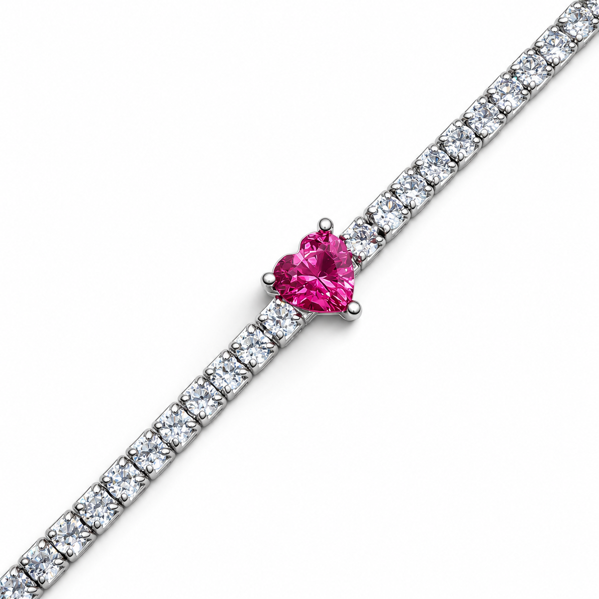 Pulsera Corazon Fiusha Plata Ley 925