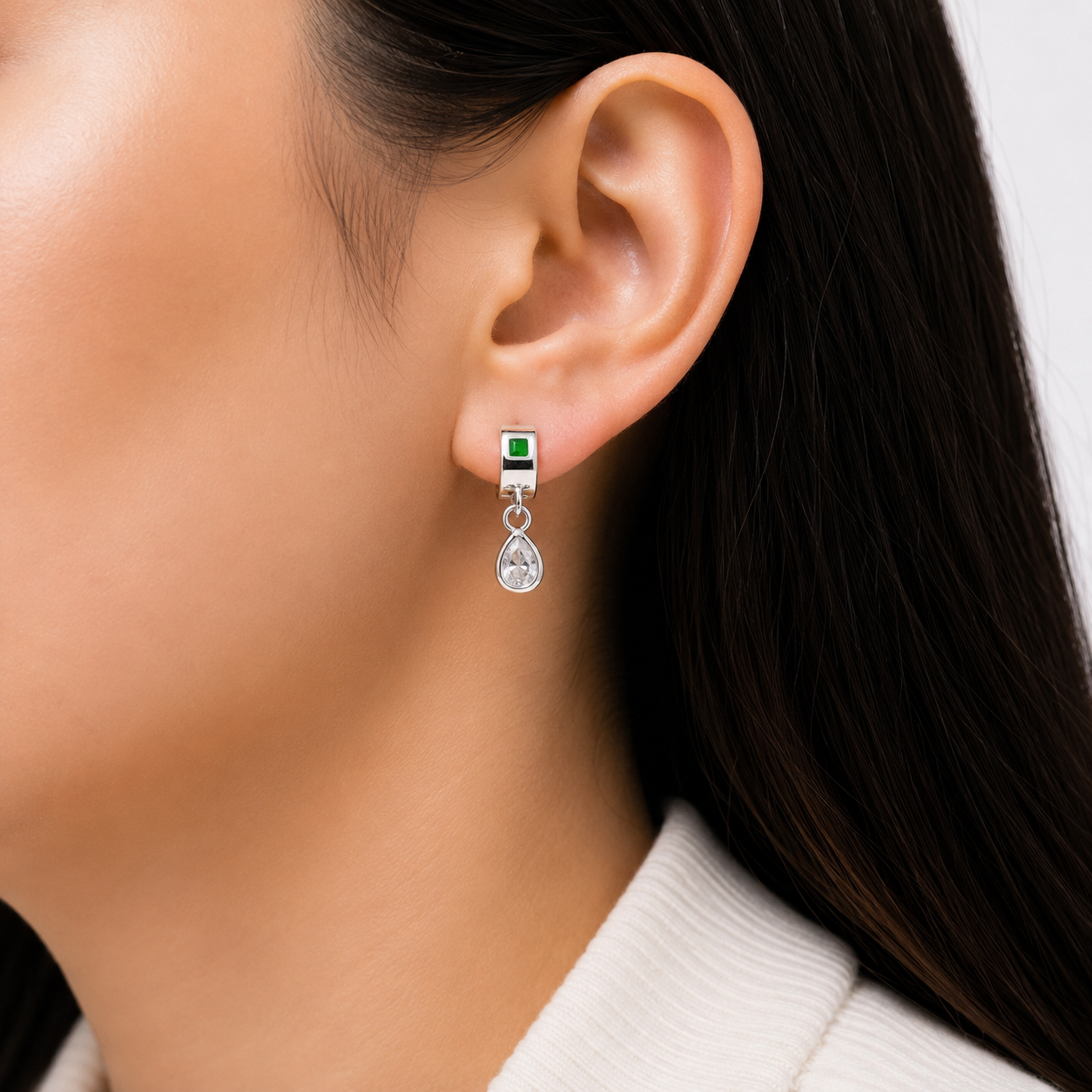 Hugguies Verde Gota Plata Ley 925