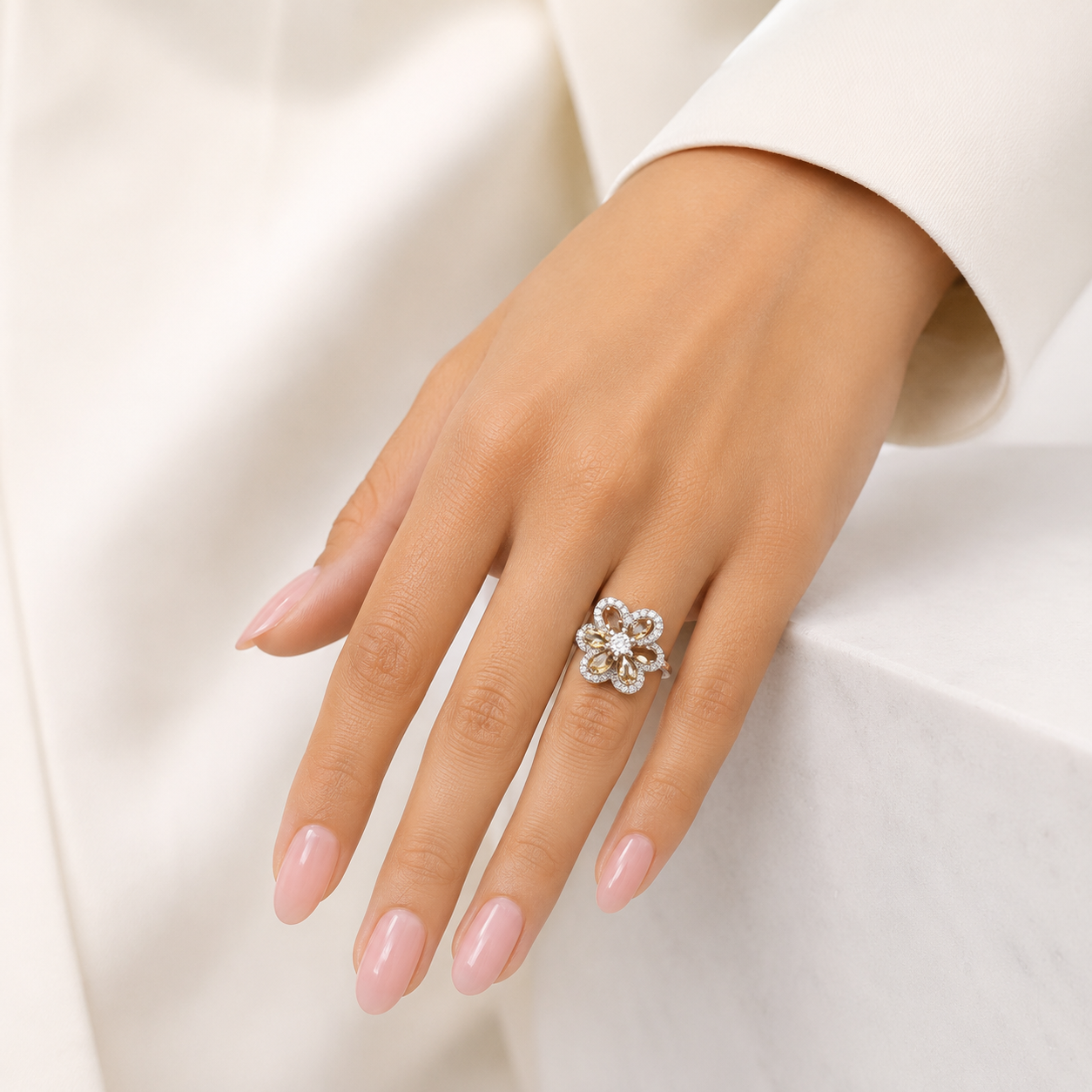 Anillo Flor Zultanita Plata Ley 925