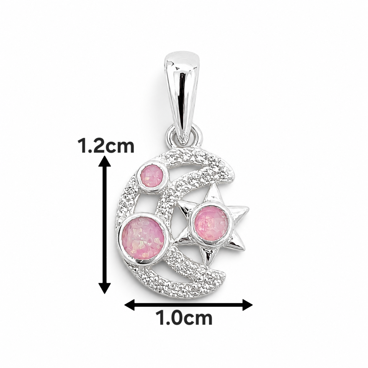 Dije Estrella Luna Rosa Opalo Plata Ley 925