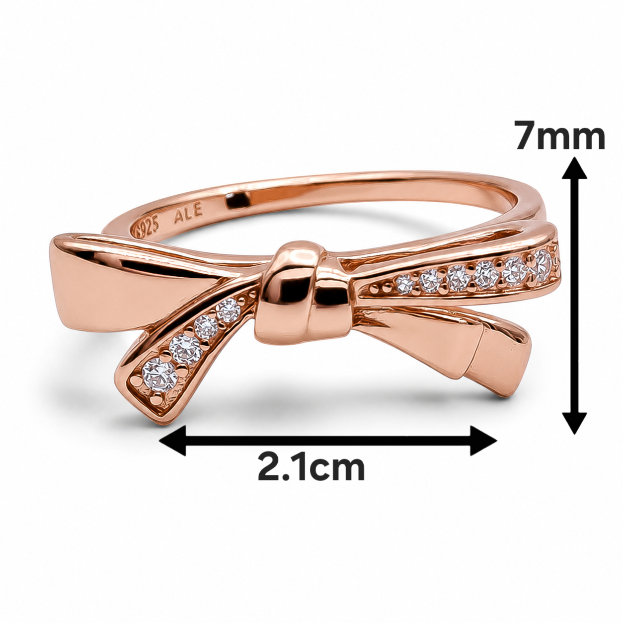 Anillo Moño Rosa Pan Plata Ley 925