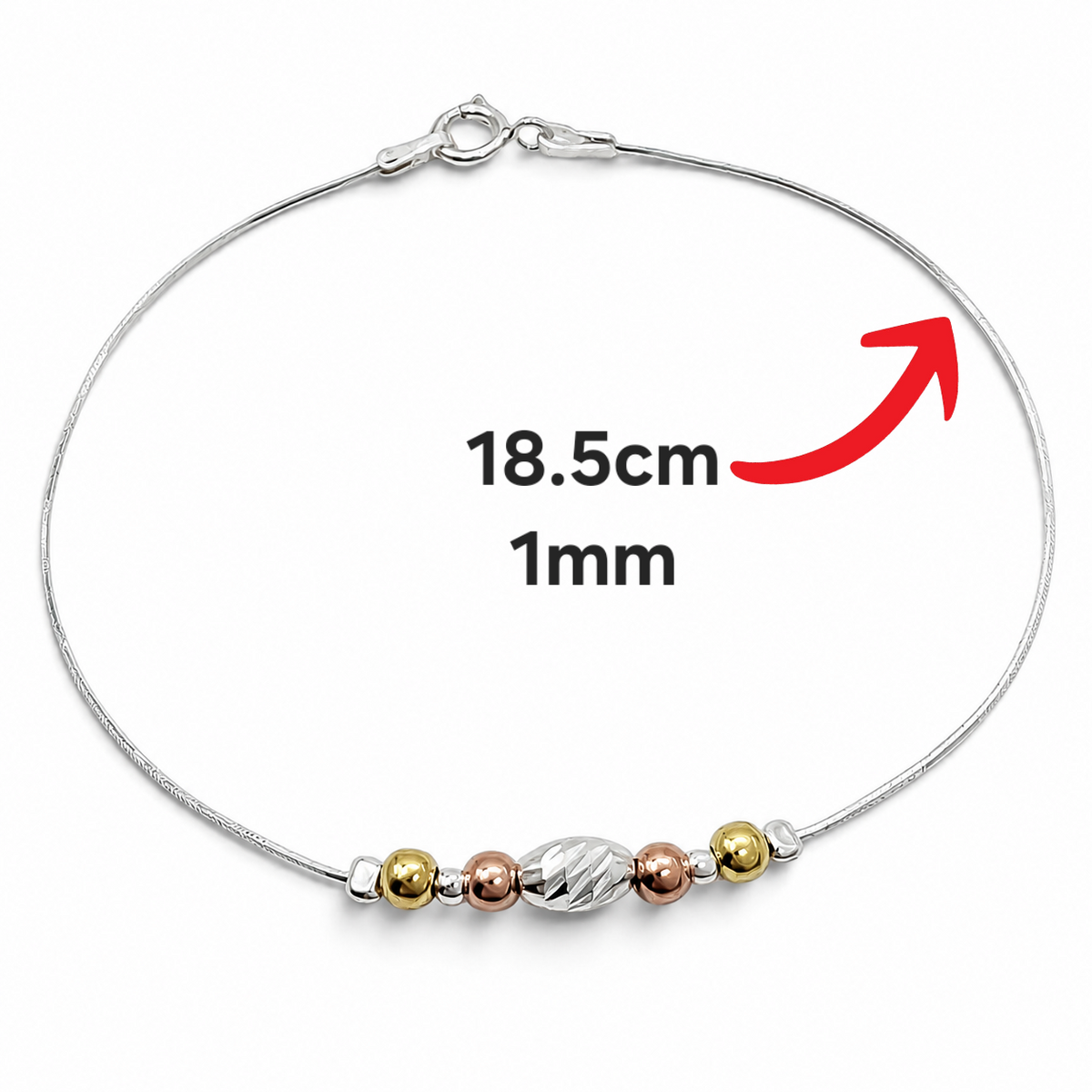 Pulsera Bola Tricolor Plata Ley 925