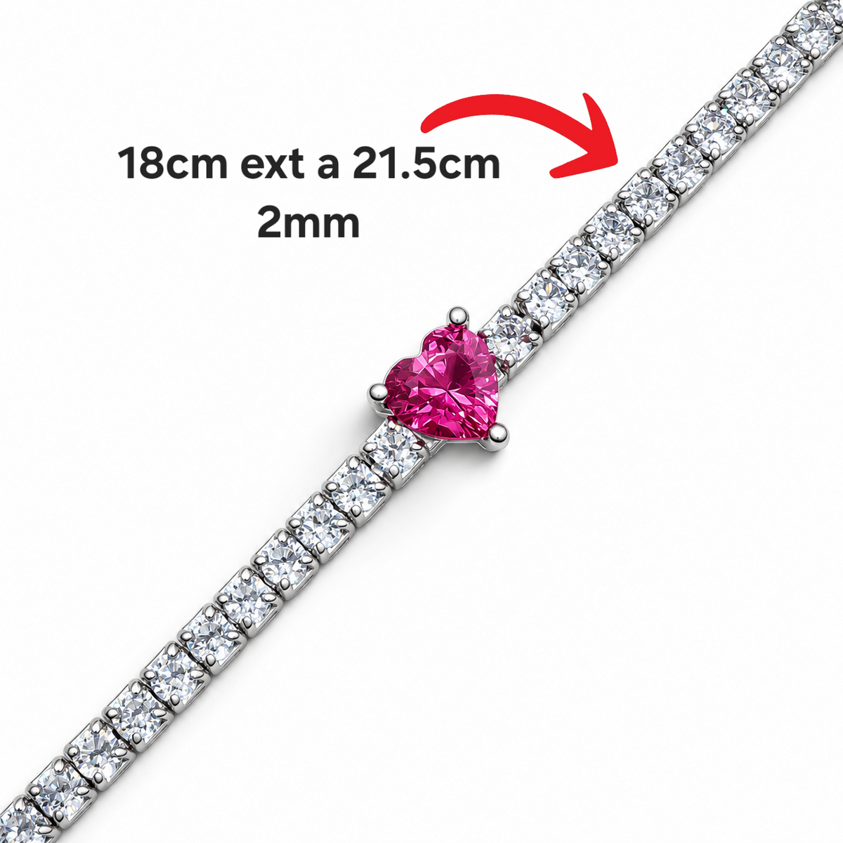 Pulsera Corazon Fiusha Plata Ley 925