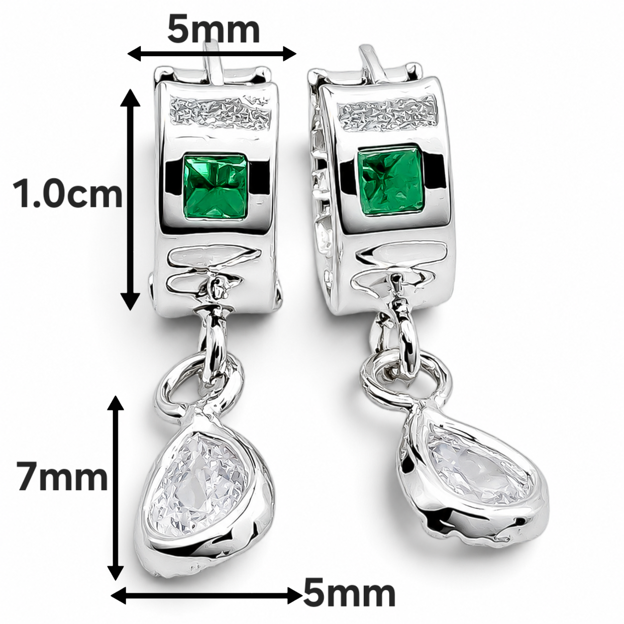 Hugguies Verde Gota Plata Ley 925