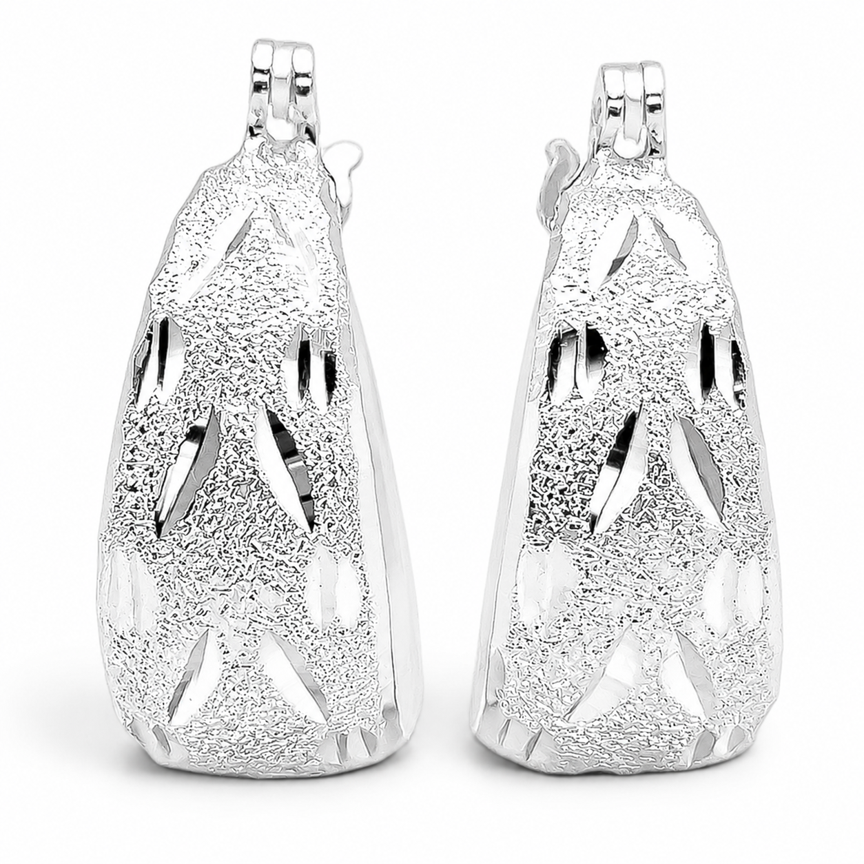 Arracada Chica Diamantada Plata Ley 925