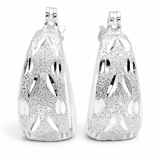 Arracada Chica Diamantada Plata Ley 925