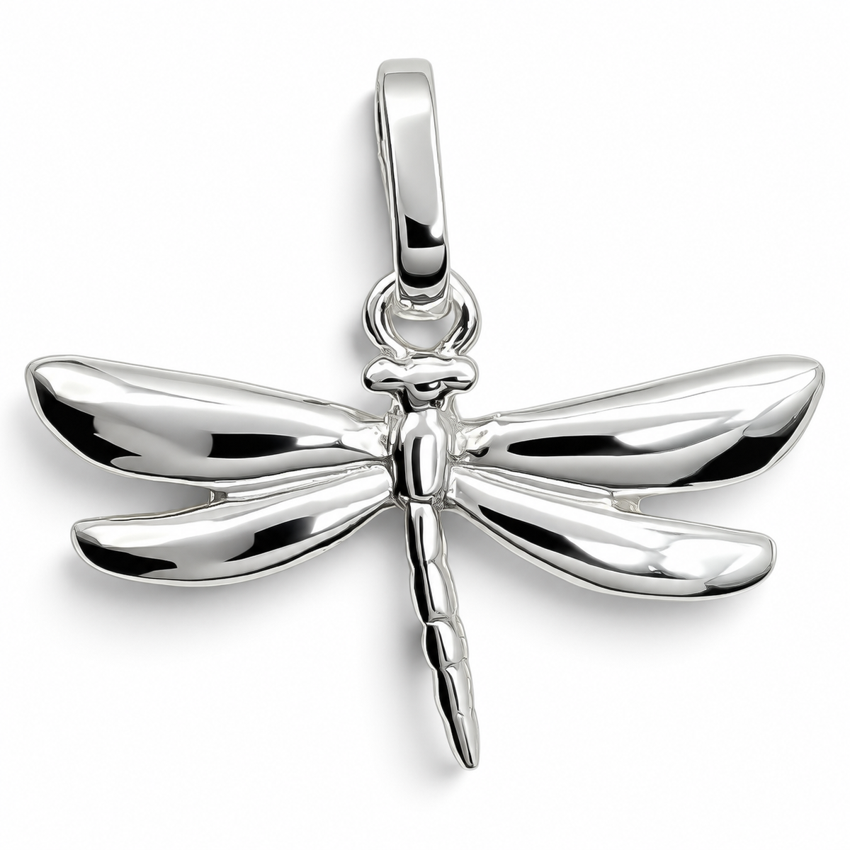 Dije Libelula Liso Blanco Plata Ley 925