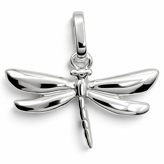 Dije Libelula Liso Blanco Plata Ley 925