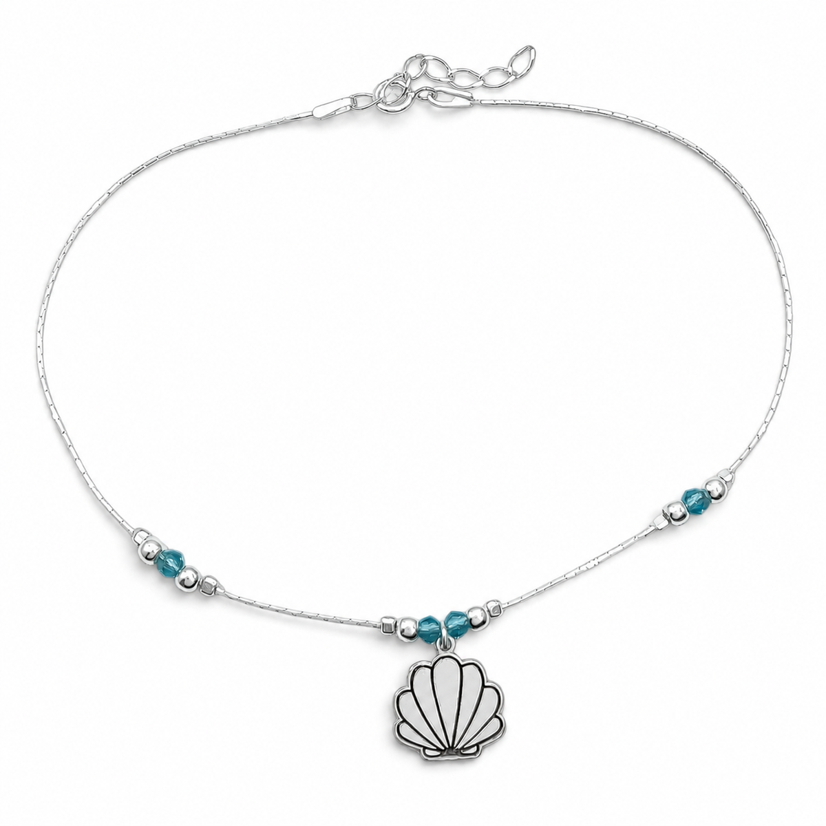 Tobillera Almeja Plata Ley 925