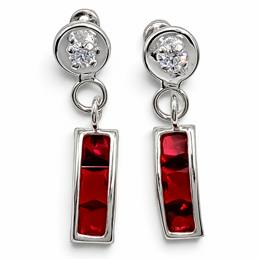 Broquel Zirconia Roja Plata Ley 925