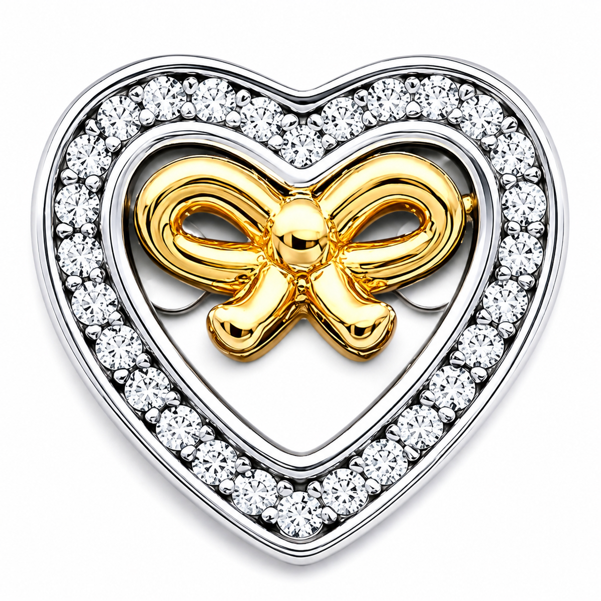 Charm Corazon Moño Plata Ley 925