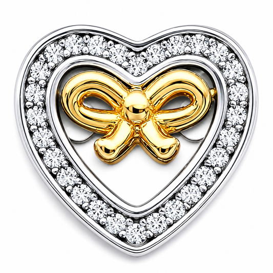 Charm Corazon Moño Plata Ley 925