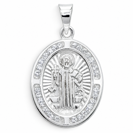 Dije Medalla San Benito Plata Ley 925