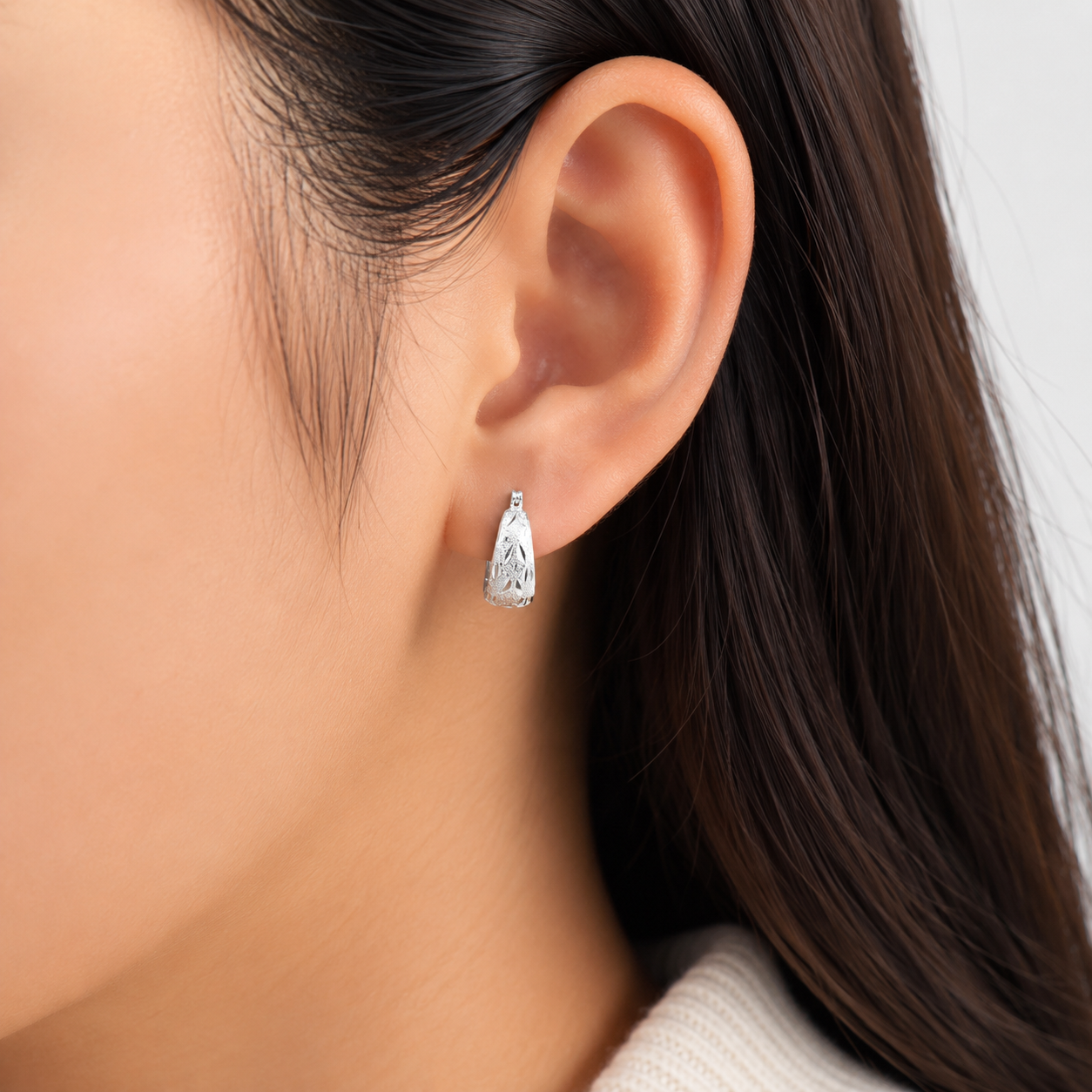 Arracada Chica Diamantada Plata Ley 925