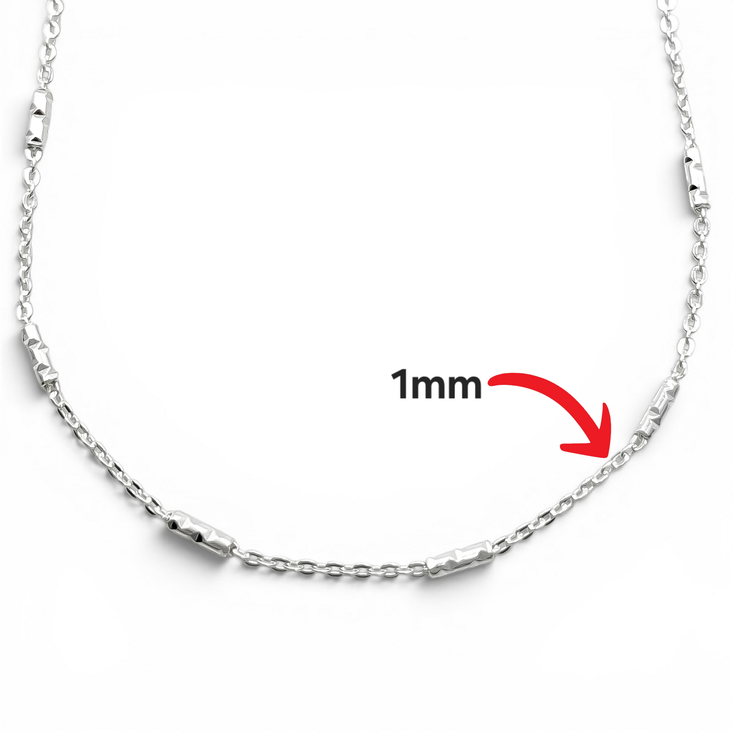 Cadena Tubito 1mm Plata Ley 925