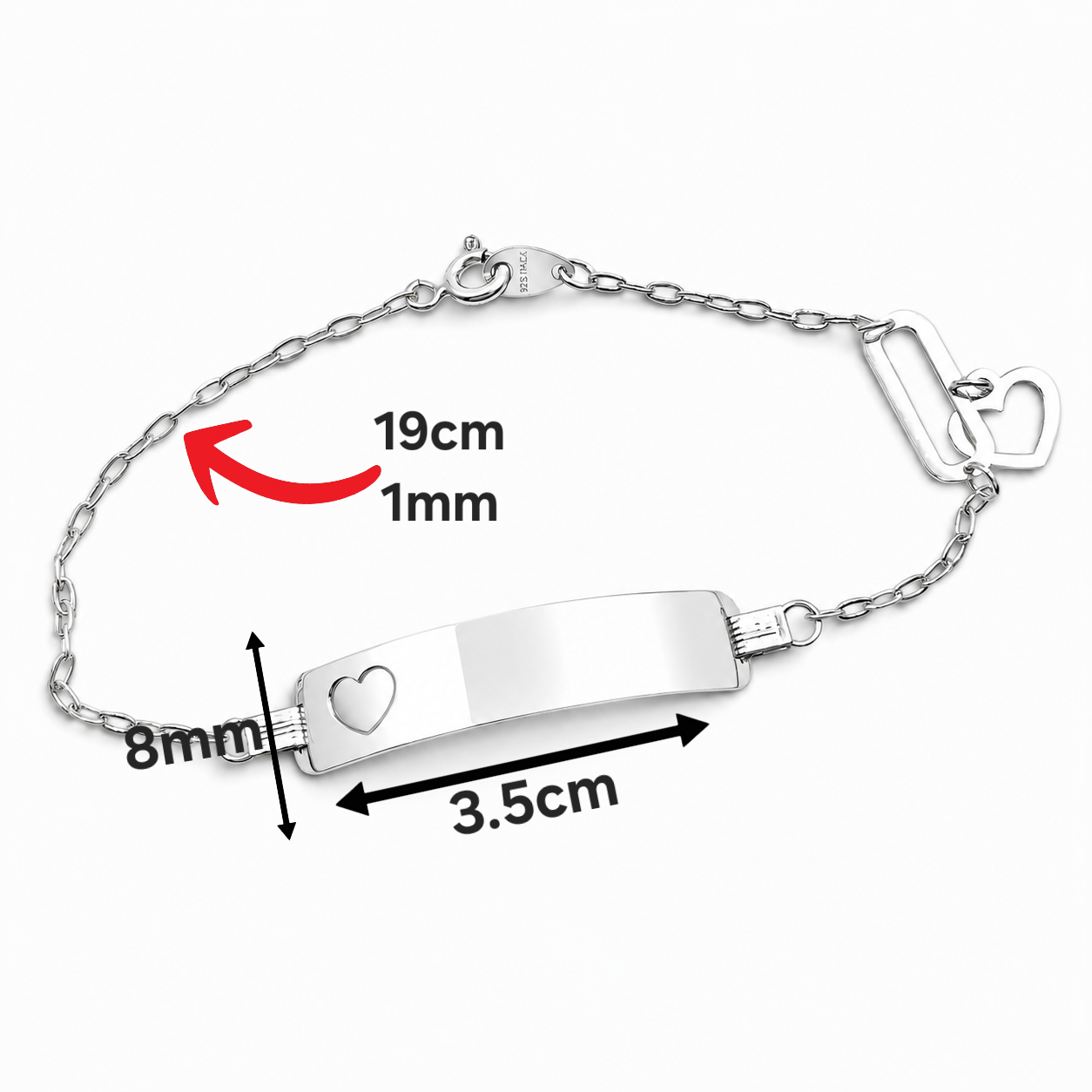 Esclava Corazon 1mm Plata Ley 925