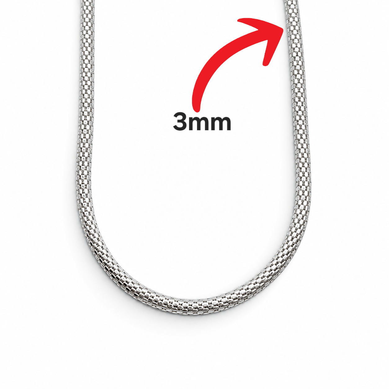 Cadena Espuma 3mm Plata Ley 925