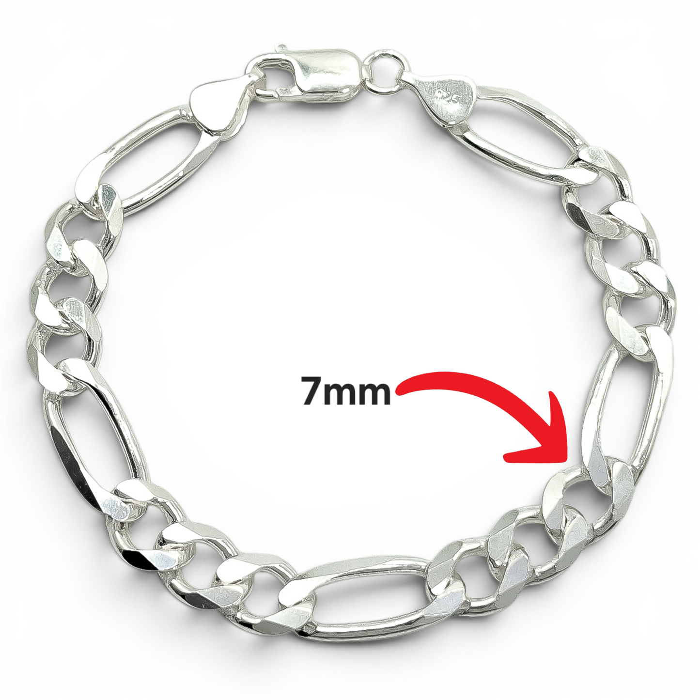 Pulso Figaro Liso 7mm Plata Ley 925