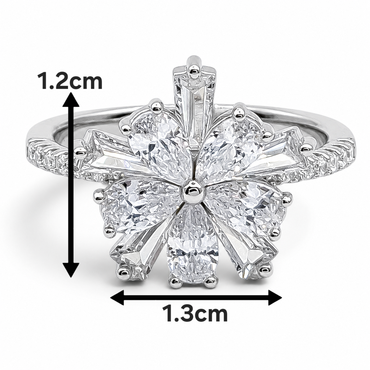 Anillo Flor Zirconia Plata Ley 925
