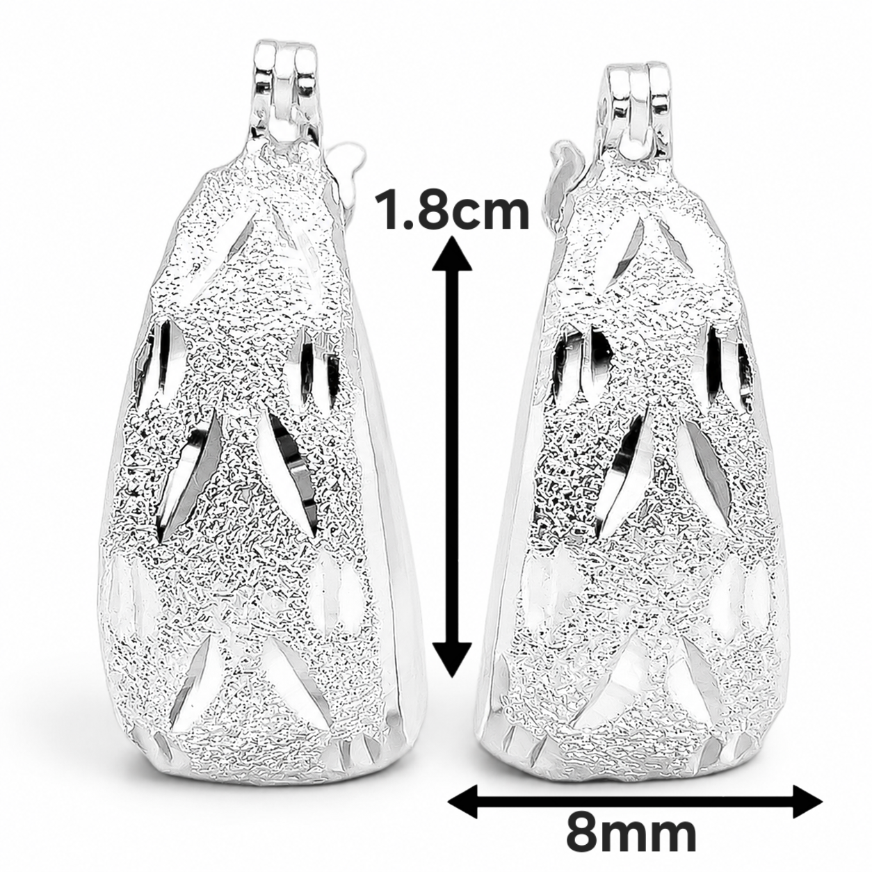 Arracada Chica Diamantada Plata Ley 925