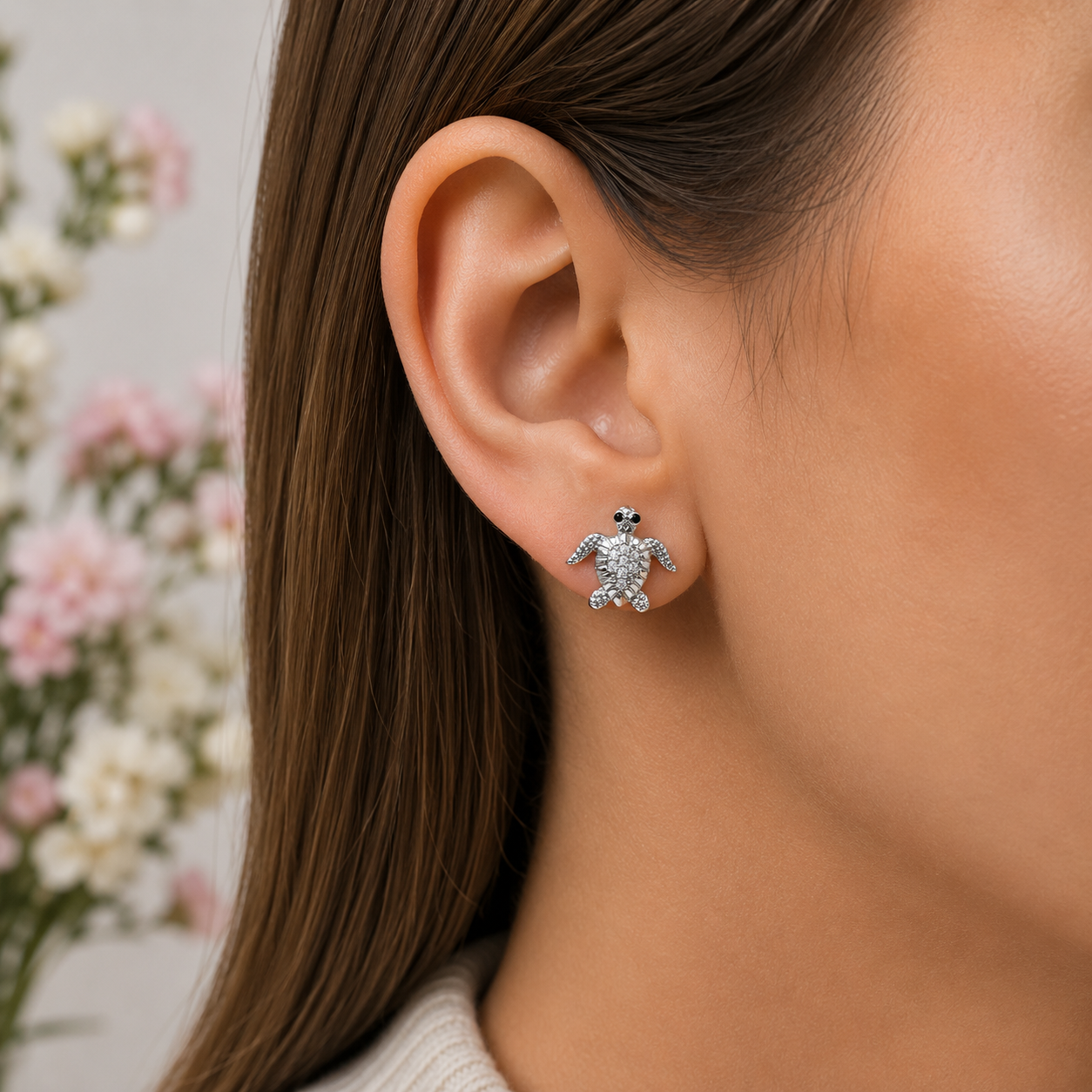Arete Tortuga Plata Ley 925