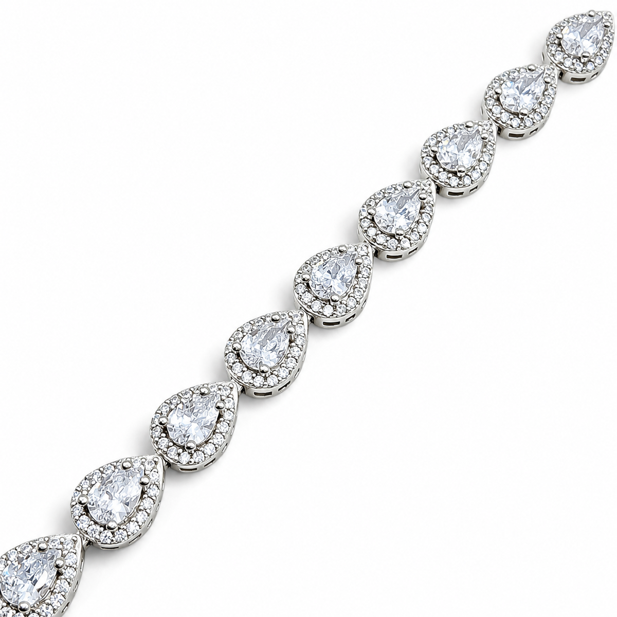 Pulsera Gota Blanca Plata Ley 925