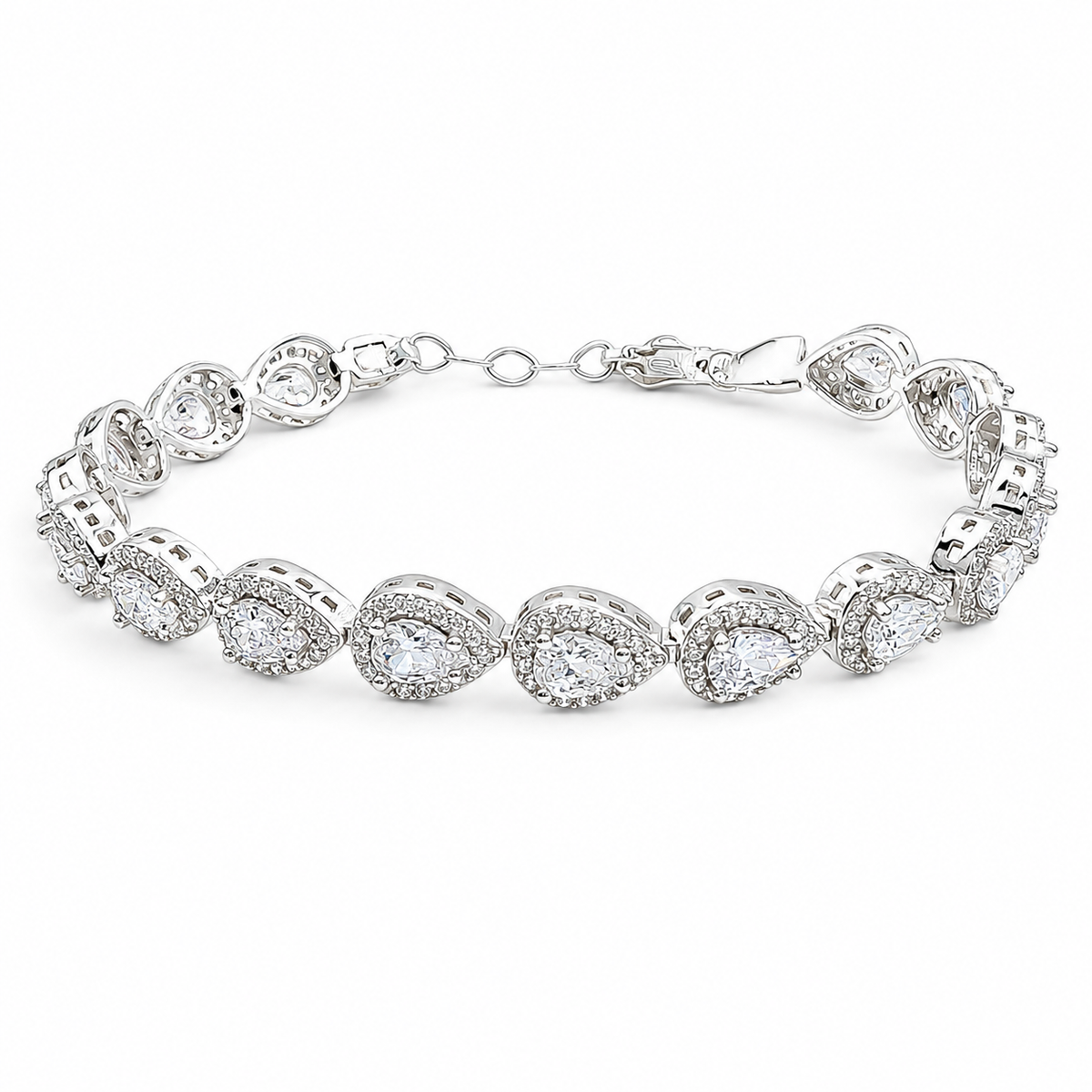 Pulsera Gota Blanca Plata Ley 925
