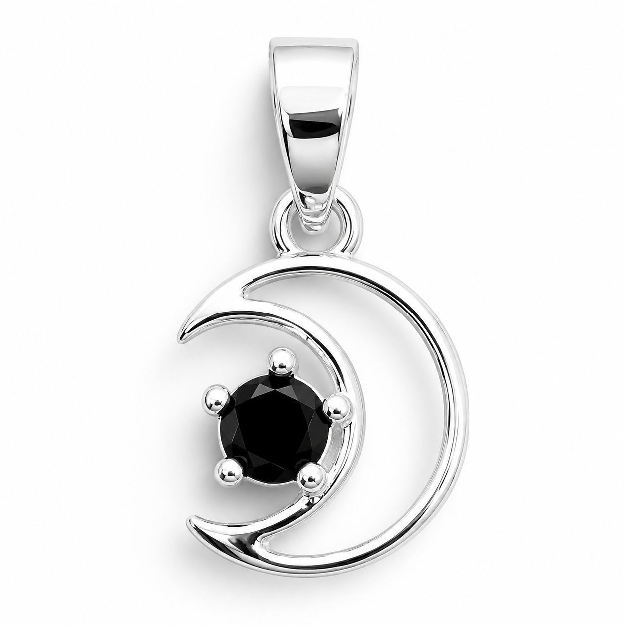 Dije Luna Estrellita Negro Plata Ley 925