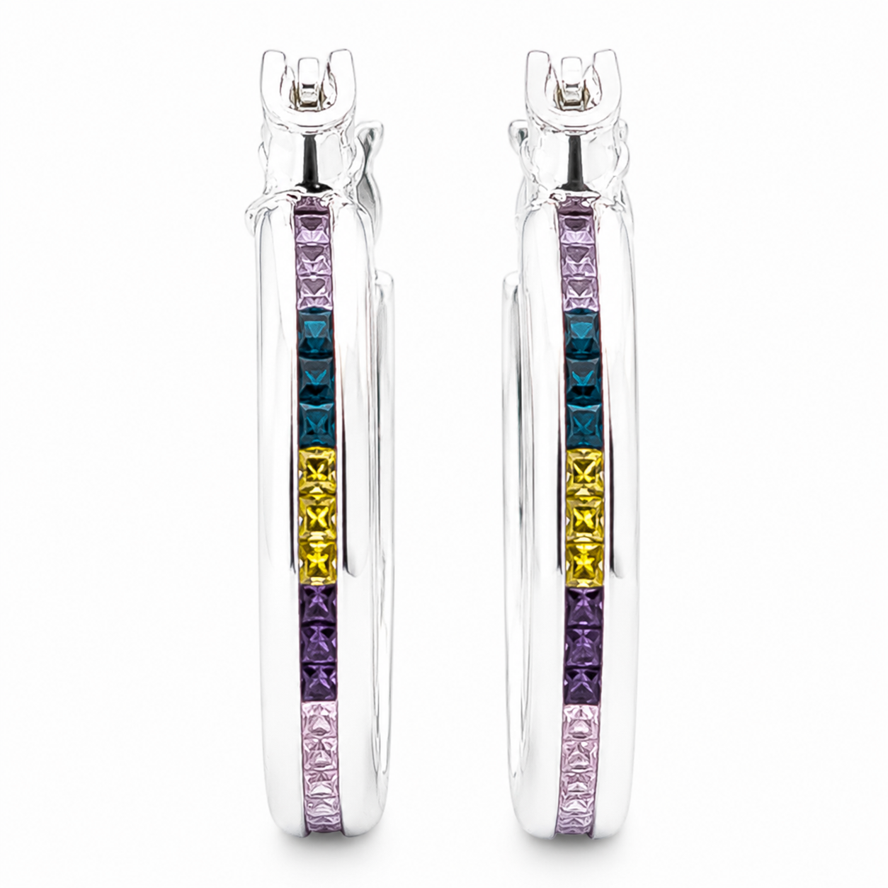 Arracada Chica Multicolor Plata Ley 925