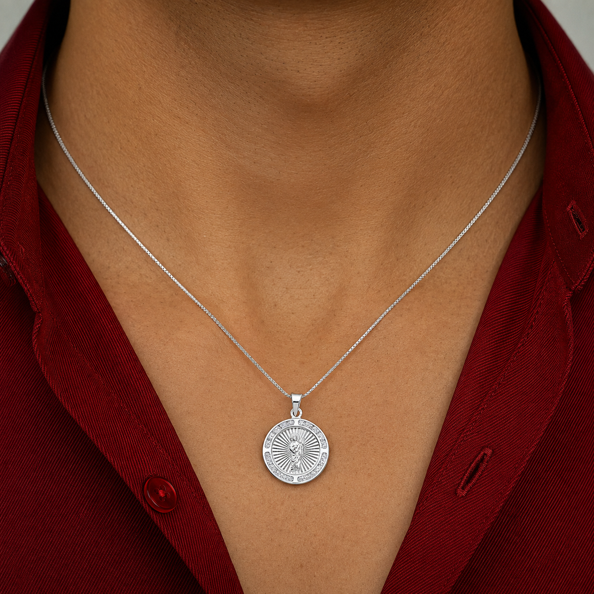 Dije Medalla San Judas Redonda Plata Ley 925