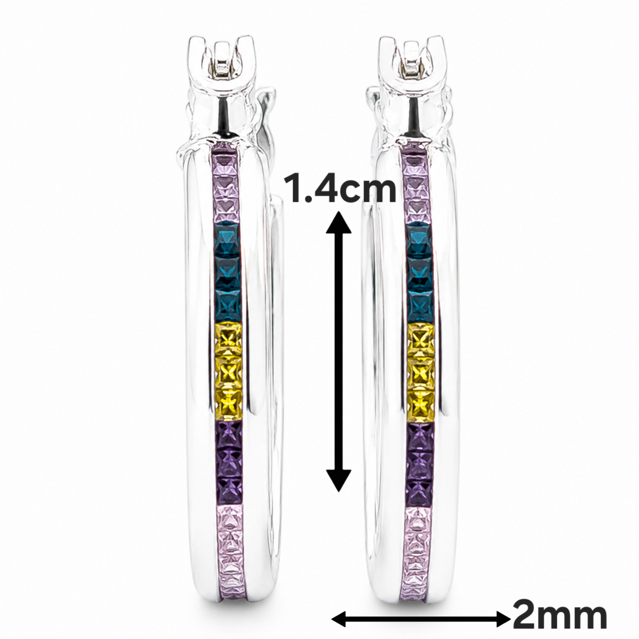 Arracada Chica Multicolor Plata Ley 925