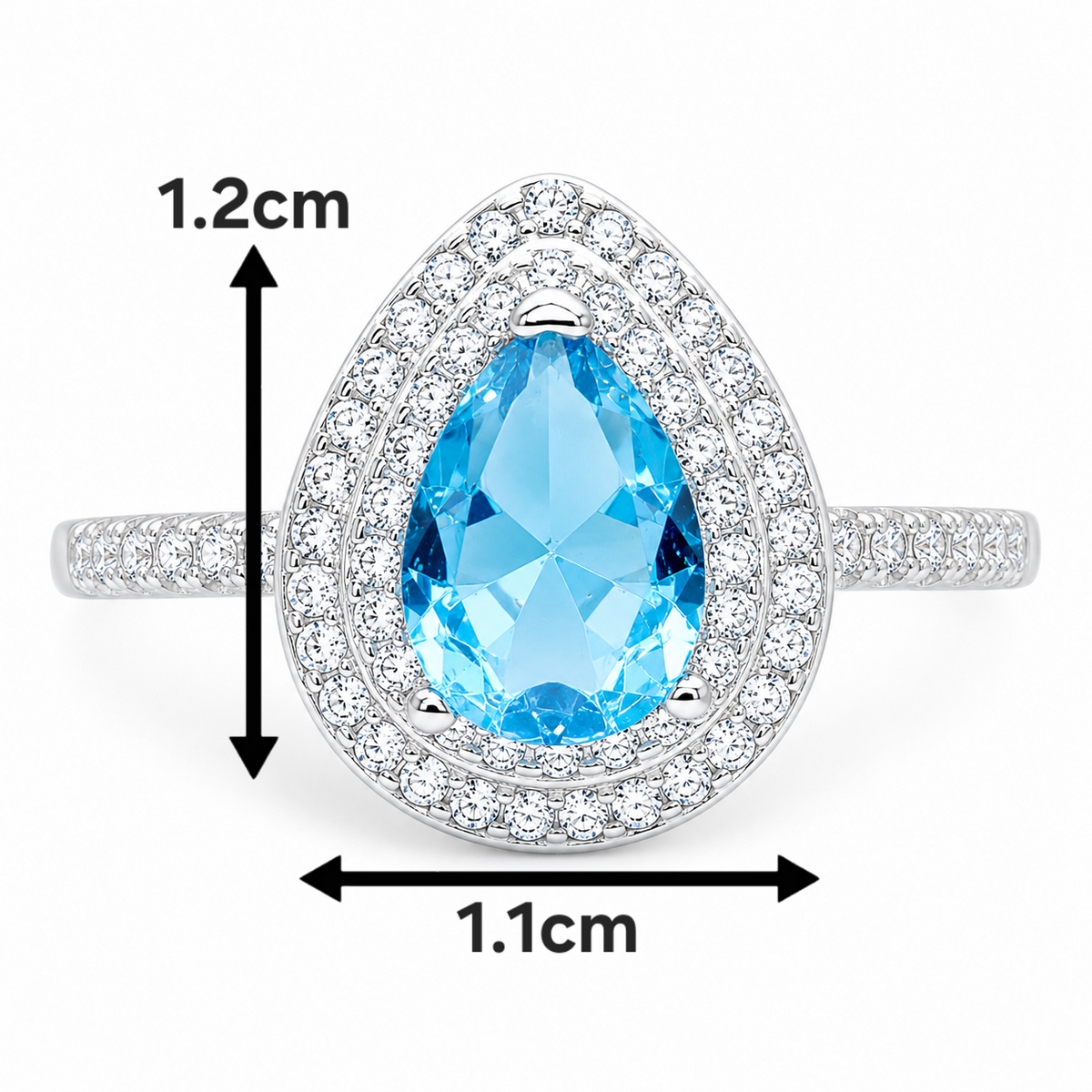 Anillo Zirconia Aqua Plata Ley 925