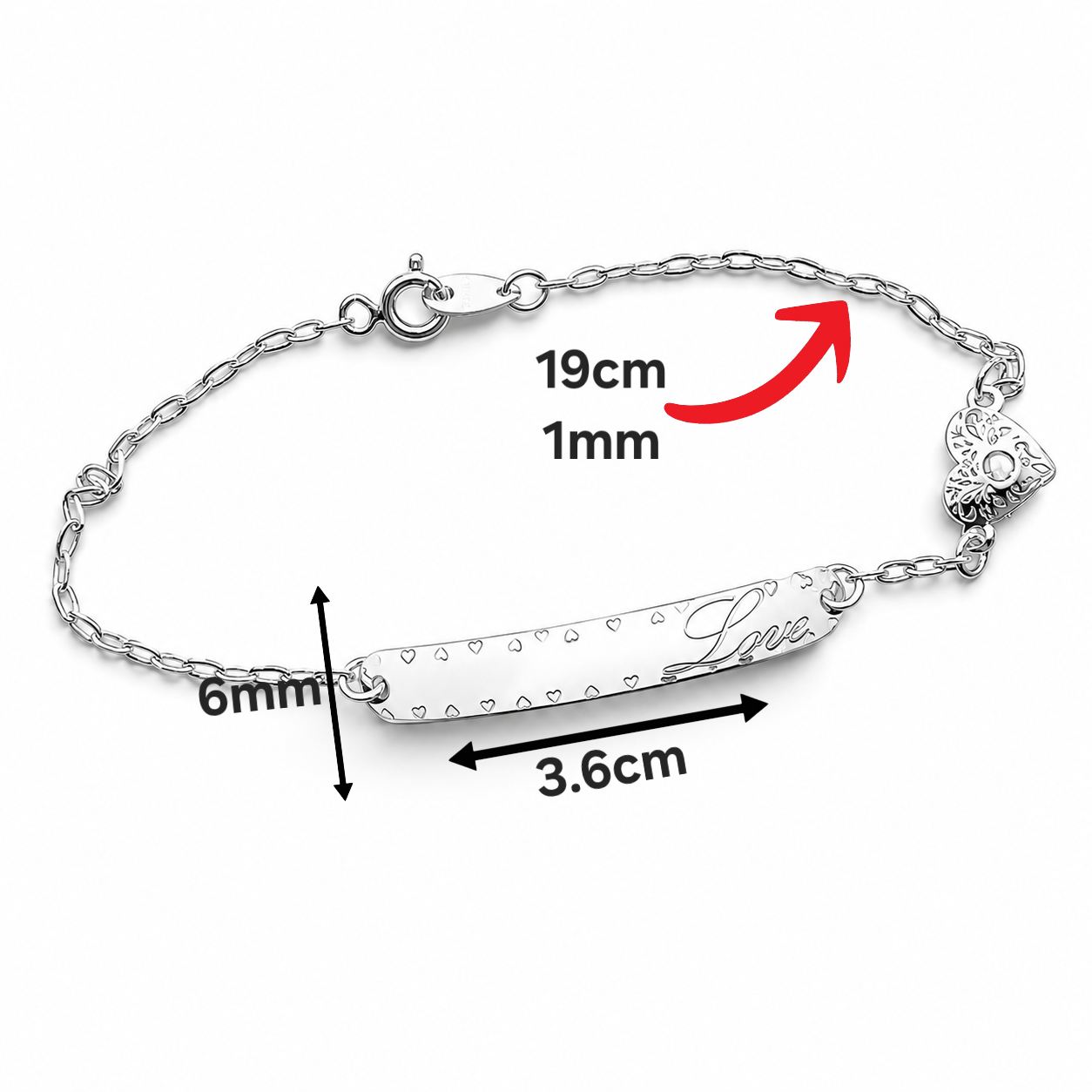 Esclava Love 1mm Plata Ley 925