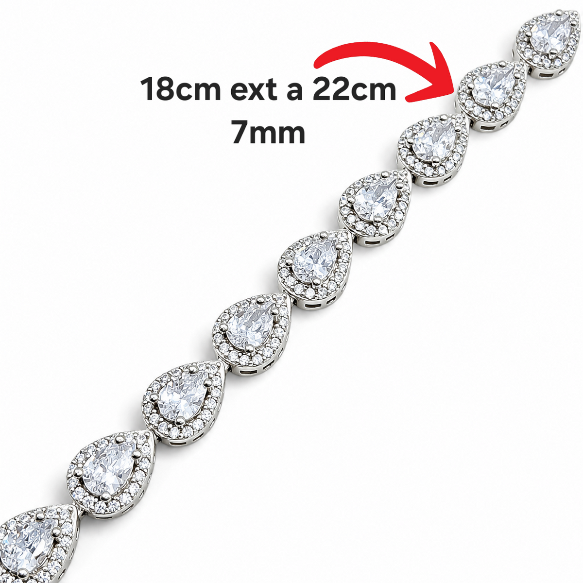 Pulsera Gota Blanca Plata Ley 925
