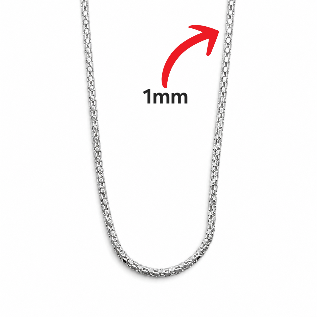 Cadena 1mm Plata Ley 925