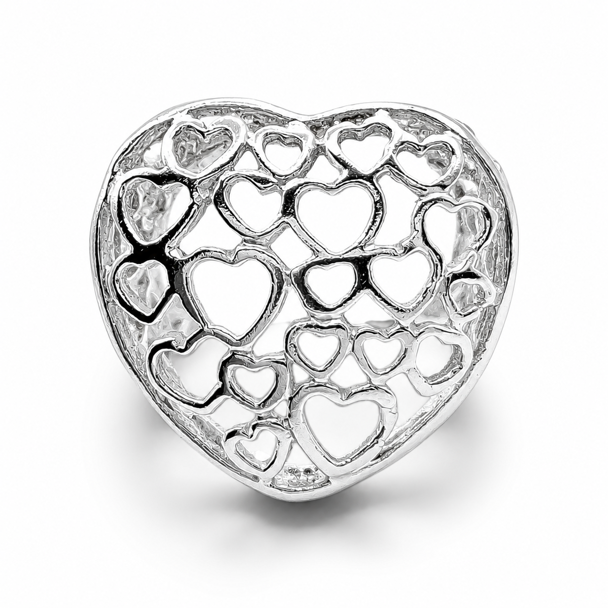 Anillo Corazon Bombeado Plata Ley 925