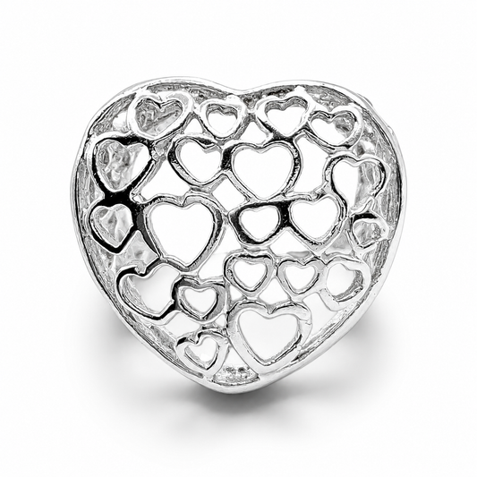 Anillo Corazon Bombeado Plata Ley 925