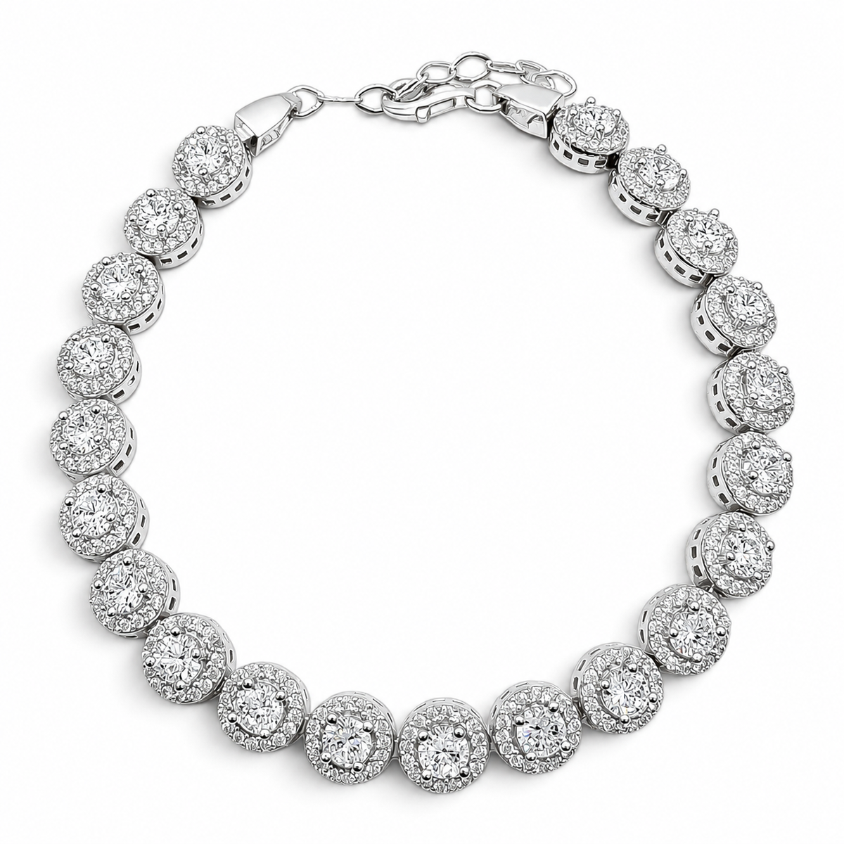 Pulsera Redonda Zirconia Plata Ley 925