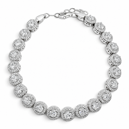 Pulsera Redonda Zirconia Plata Ley 925