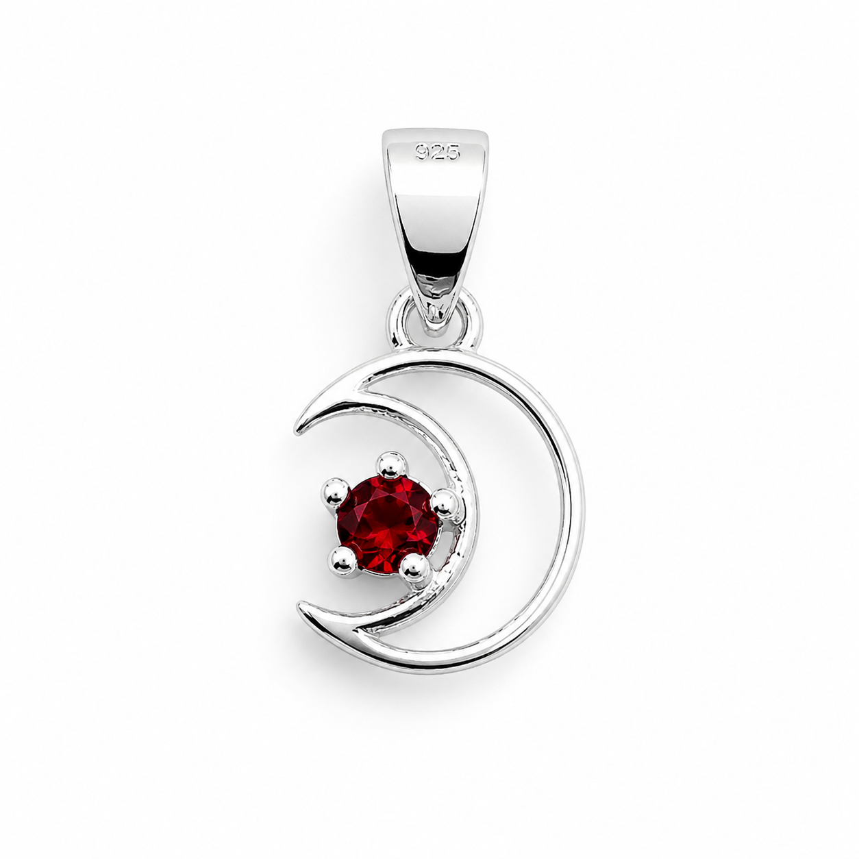 Dije Luna Estrellita Rojo Plata Ley 925