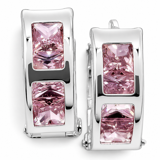 Hugguies Zirconia Rosa Plata Ley 925