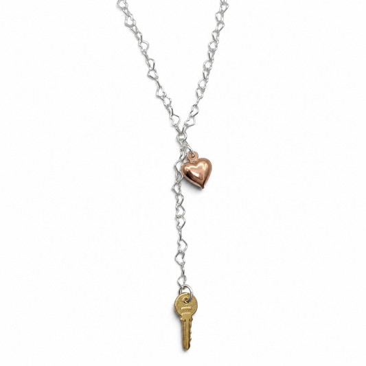 Cadena Corazon Llave 3mm Plata Ley 925