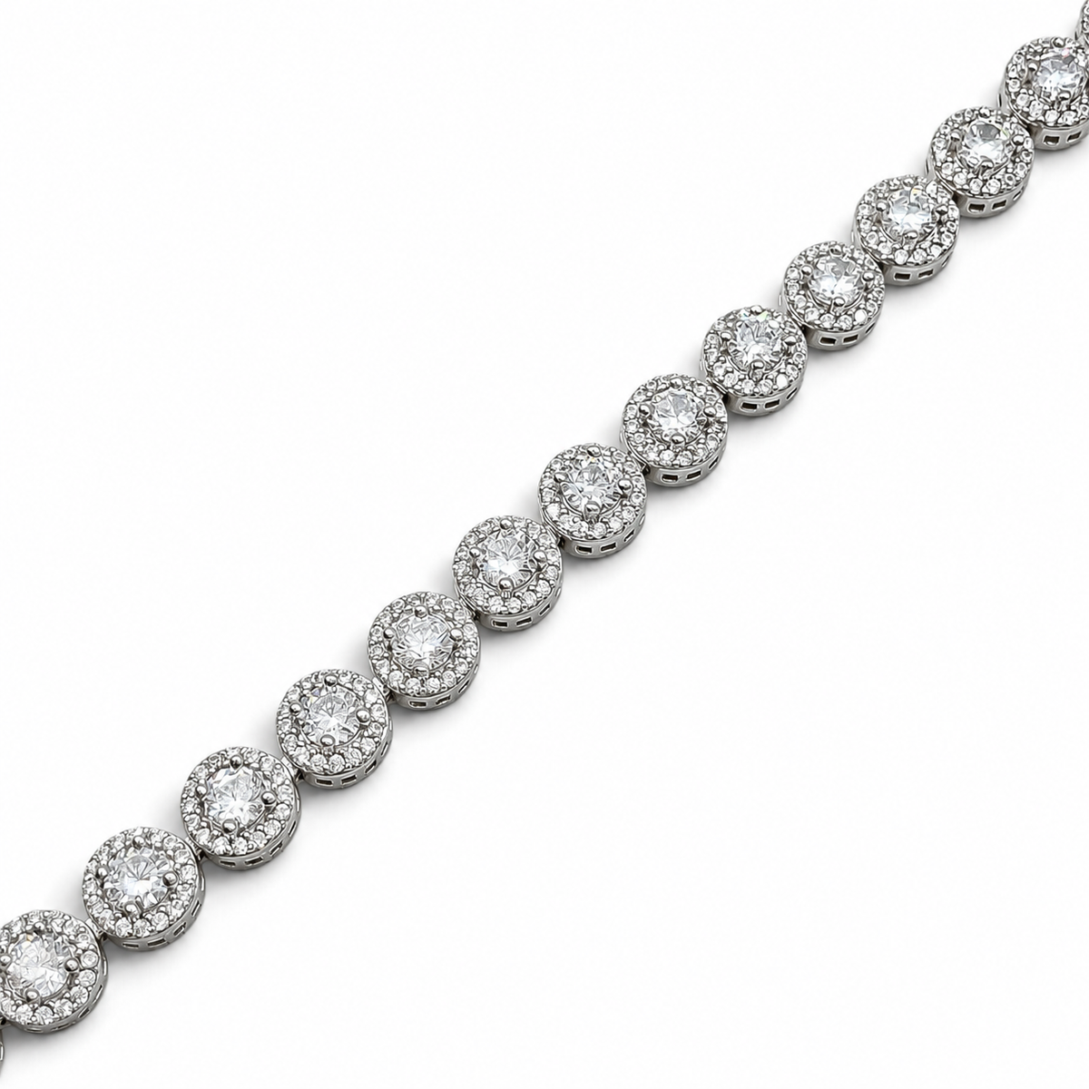 Pulsera Redonda Zirconia Plata Ley 925