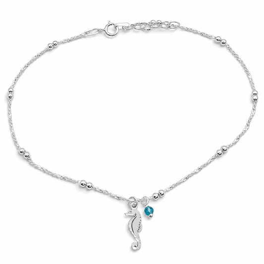 Tobillera Caballito de Mar Plata Ley 925