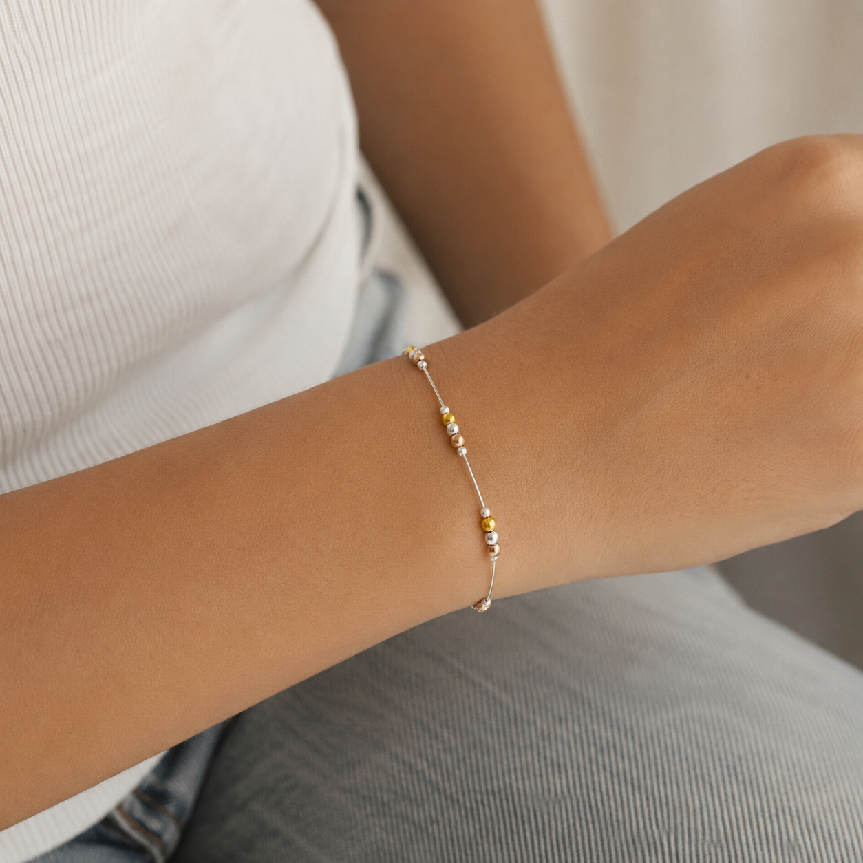Pulsera Tricolor Plata Ley 925