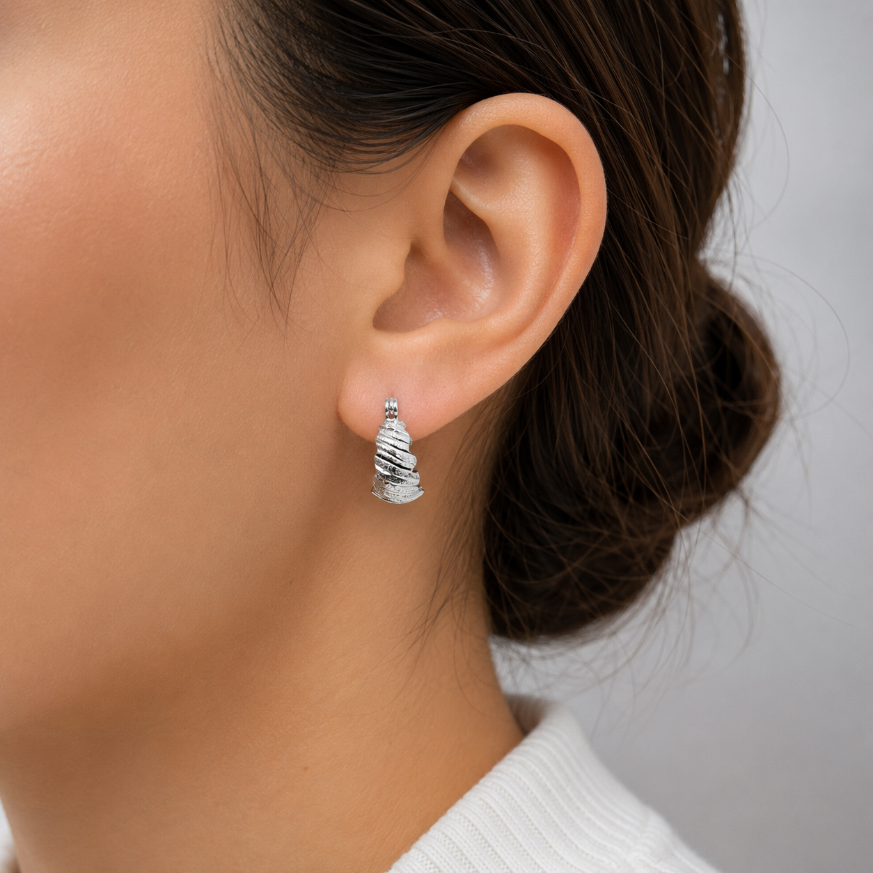 Arracada Chica Lineas Plata Ley 925