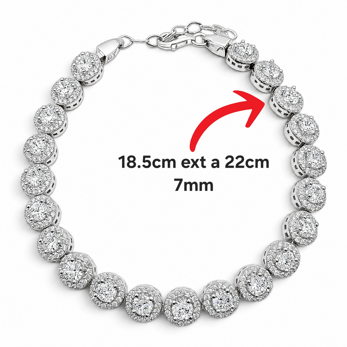 Pulsera Redonda Zirconia Plata Ley 925