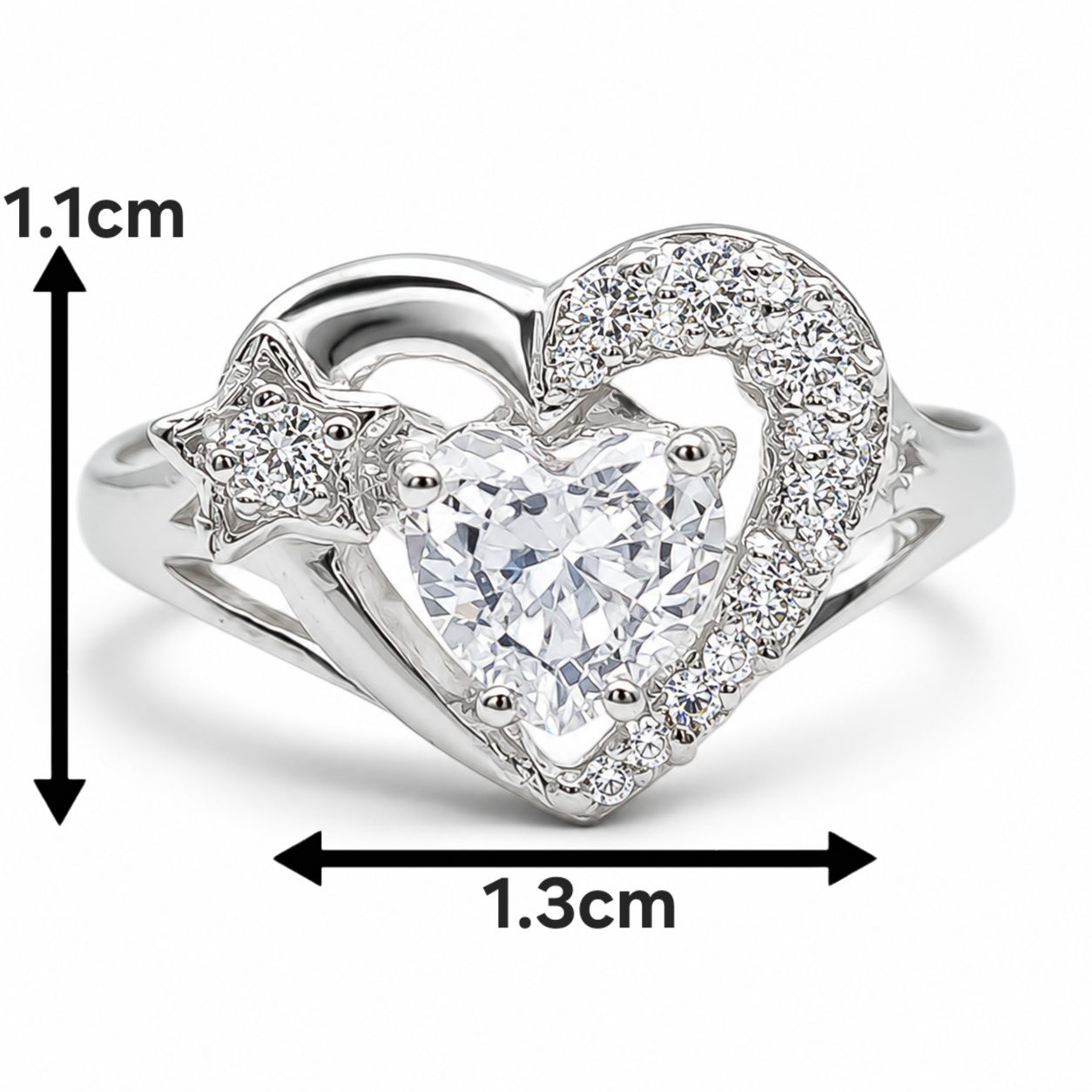 Anillo Corazon Blanco Plata Ley 925