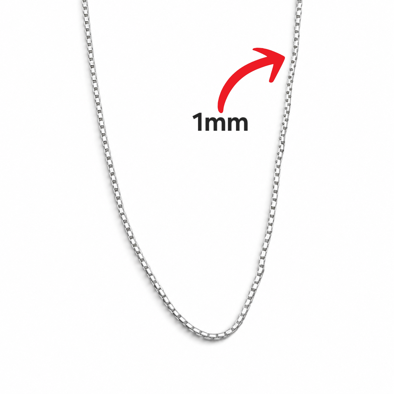 Cadena Cubito 1mm Plata Ley 925