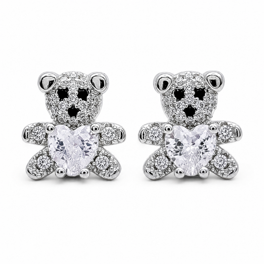 Arete Osito Zirconia Plata Ley 925